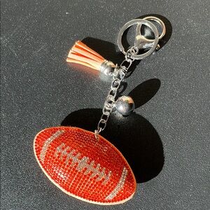Rhinestone Football Keychain with Tassel